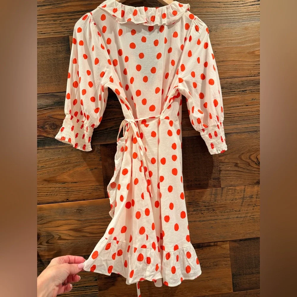 Polka Dot Ruffle Wrap Dress - Picture 11 of 15